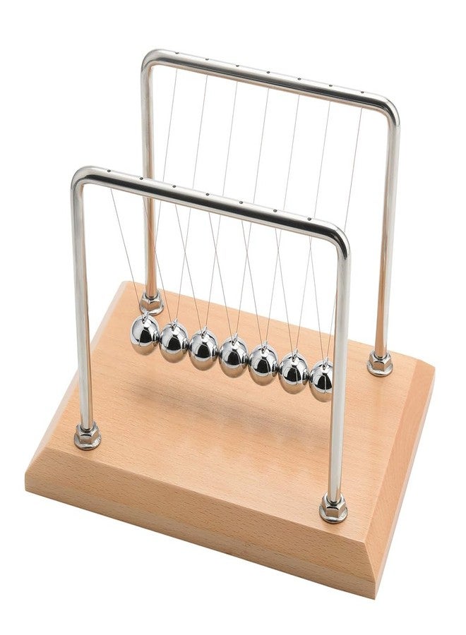 CERROPI Large Newtons Cradle Pendulum with 7 Balls, Physics Perpetual Motion Desk Toys for Office, Calm Down Fidgets, 50+ Sec Swingtime (Beech Base) - Image 2